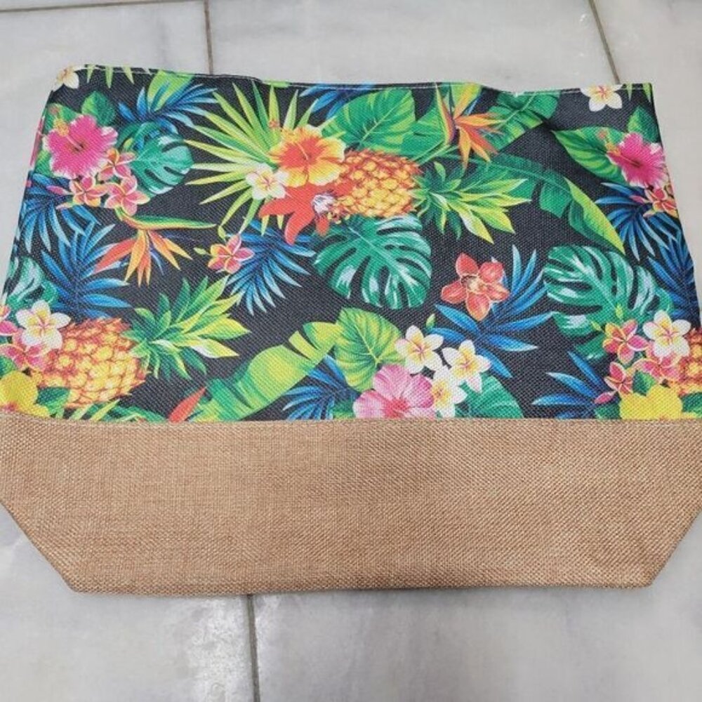 Tropic Pattern Canvas  Summer Beach Bag Travel Bag For Vacation